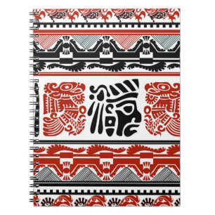 Indian motifs, black red, seamless pattern. notebook