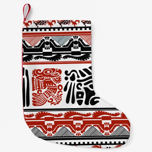 Indian motifs, black red, seamless pattern. small christmas stocking (Front)
