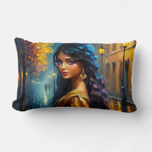 Indian Motives, Digital Modern, Colourfully Lumbar Pillow