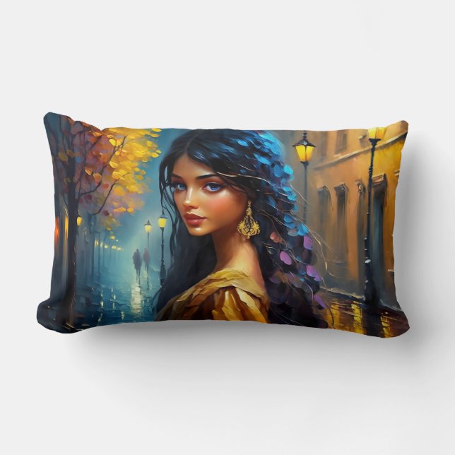 Indian Motives, Digital Modern, Colourfully Lumbar Pillow (Front)