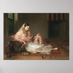 Indian Muslim Women Smoking Hookah Poster