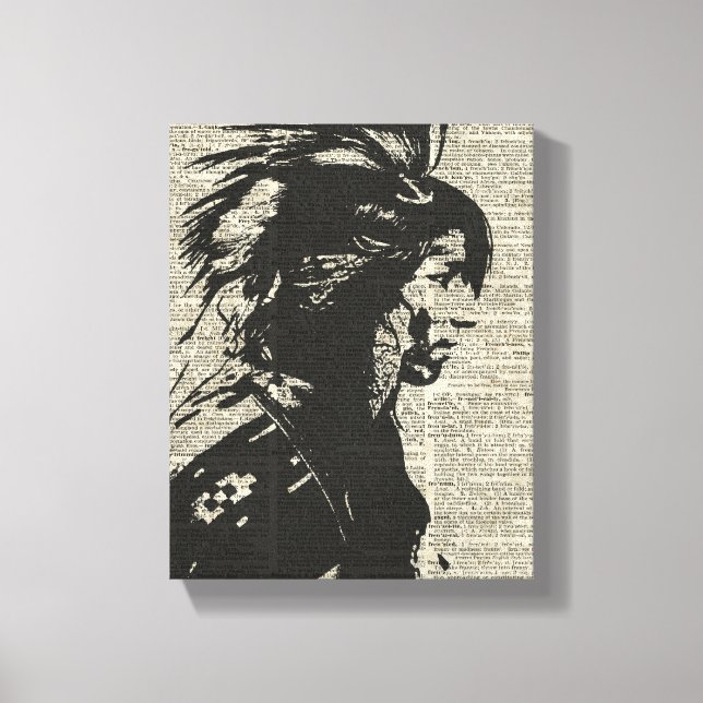 Indian Native American Over An Old Dictionary Page Canvas Print (Front)
