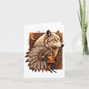 Indian Native American Woman With White Wolf Vitag Card