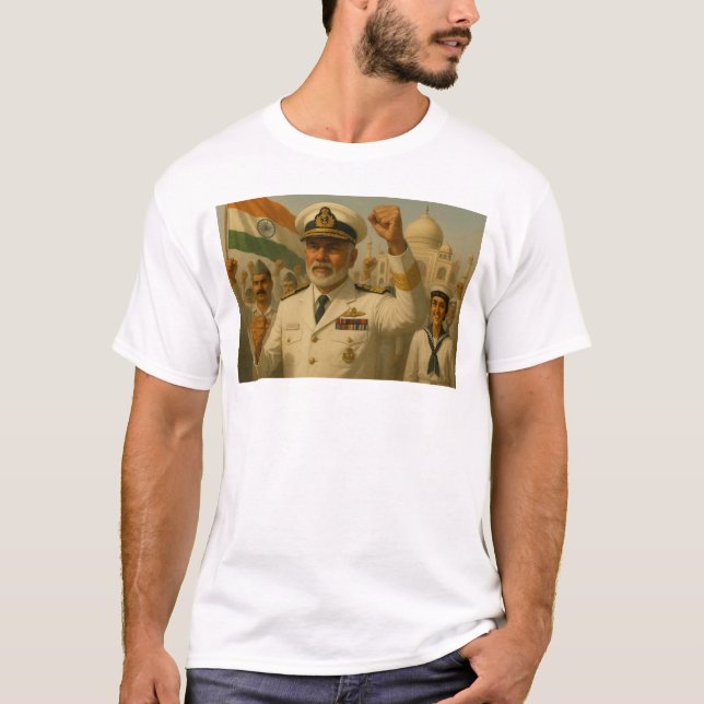Indian Navy Admiral Leads Patriotic March T-Shirt (Front)