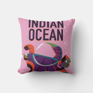Indian Ocean vintage travel poster Throw Pillow