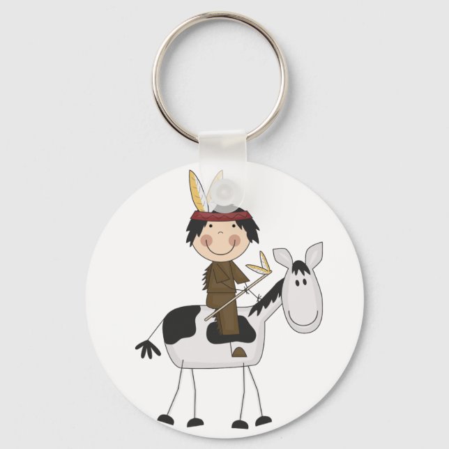 Indian on Horse Tshirts and Gifts Keychain (Front)