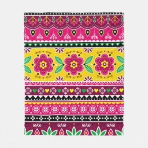 Indian or Pakistani truck art inspired seamless fo Fleece Blanket