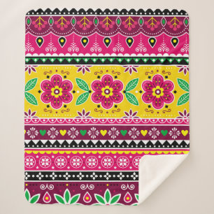 Indian or Pakistani truck art inspired seamless fo Sherpa Blanket