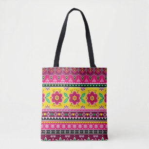 Indian or Pakistani truck art inspired seamless fo Tote Bag