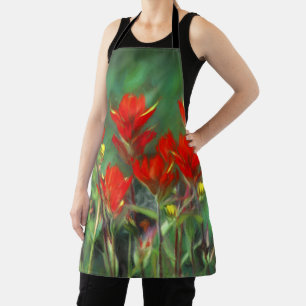 Indian Paintbrush Painting - Original Flower Art Apron