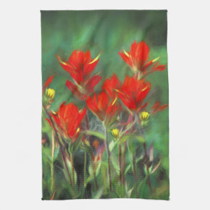 Indian Paintbrush Painting - Original Flower Art Kitchen Towel