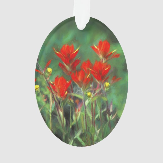 Indian Paintbrush Painting - Original Flower Art Ornament (Back)