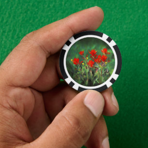 Indian Paintbrush Painting - Original Flower Art Poker Chips