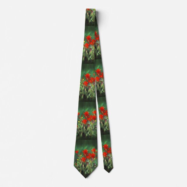 Indian Paintbrush Painting - Original Flower Art Tie (Front)