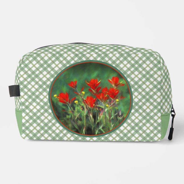 Indian Paintbrush Painting Original Wildflower Art Dopp Kit (Front)