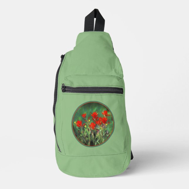Indian Paintbrush Painting Original Wildflower Art Sling Bag (Front)