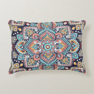 Indian Paisley: Ethnic Mandala Pattern Accent Pillow