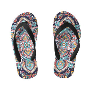 Indian Paisley: Ethnic Mandala Pattern Kid's Flip Flops