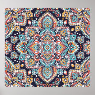 Indian Paisley: Ethnic Mandala Pattern Poster