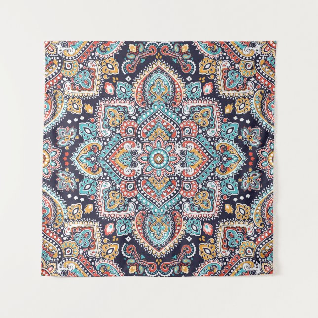 Indian Paisley: Ethnic Mandala Pattern Tapestry (Front)