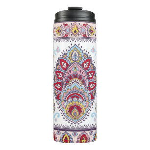 Indian paisley floral, ethnic medallion. thermal tumbler