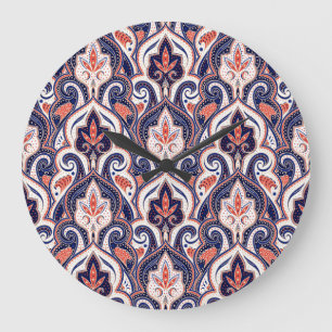 Indian Paisley: Floral Medallion Seamless. Large Clock