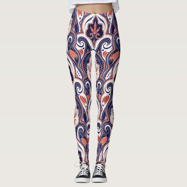 Indian Paisley: Floral Medallion Seamless. Leggings (Front)
