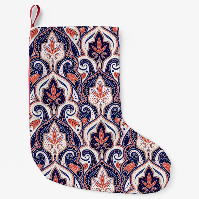 Indian Paisley: Floral Medallion Seamless. Small Christmas Stocking (Front)