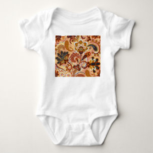 Indian Paisley: Floral Vintage Brown Baby Bodysuit