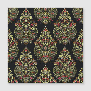 Indian paisley, geometric black background