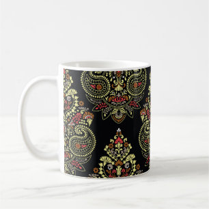 Indian paisley, geometric black background coffee mug