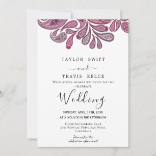 Indian Paisley Gold Wedding Invitation