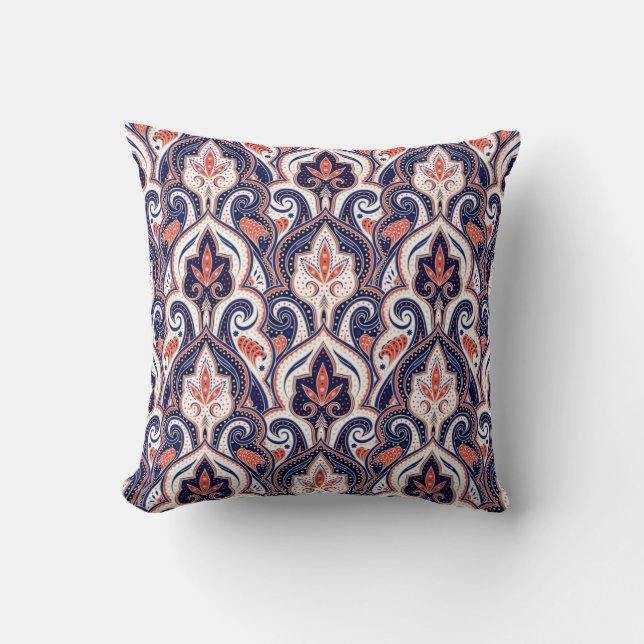 Indian paisley pattern seamless. Persian arabesque Throw Pillow (Front)