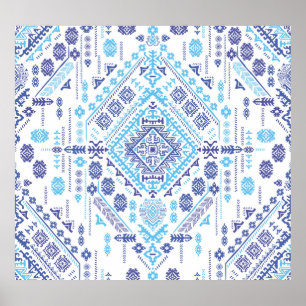 Indian paisley rug, ethnic mandala pattern. poster