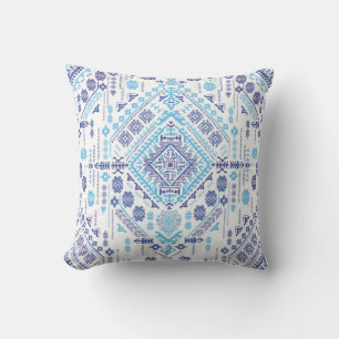 Indian paisley rug, ethnic mandala pattern. throw pillow