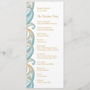 Indian Paisley Teal and Gold Wedding Program