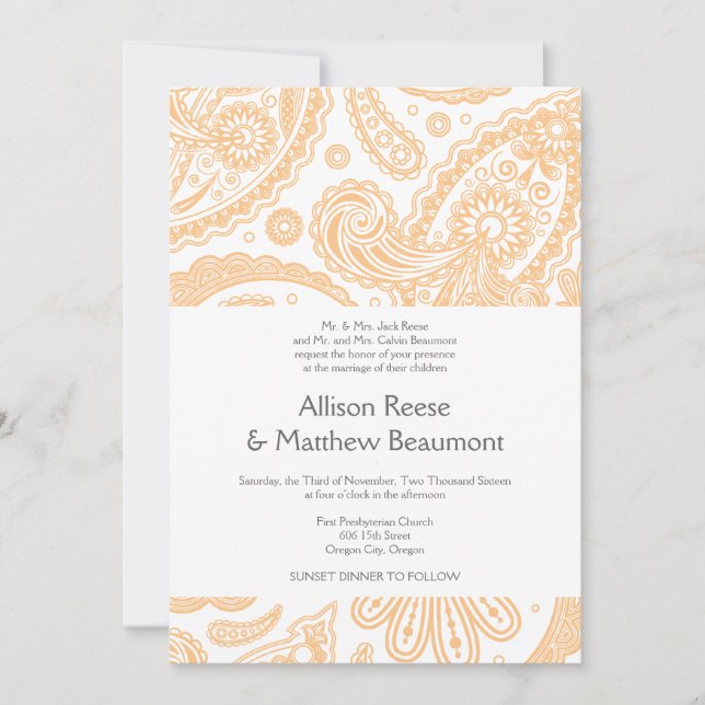 Indian Paisley Wedding Invitation (Front)