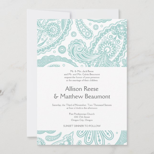 Indian Paisley Wedding Invitation (Front)