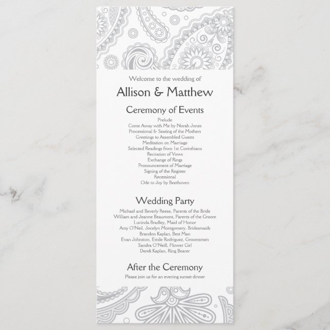 Indian Paisley Wedding Program (Front)