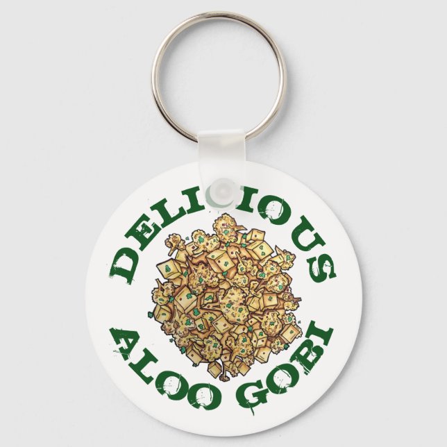 Indian Pakistani Food Cuisine Aloo Gobi Curry Keychain (Front)