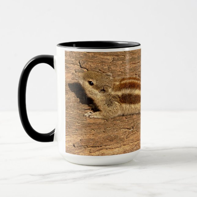 Indian Palm Squirrel on a Tree Trunk Mug (Left)