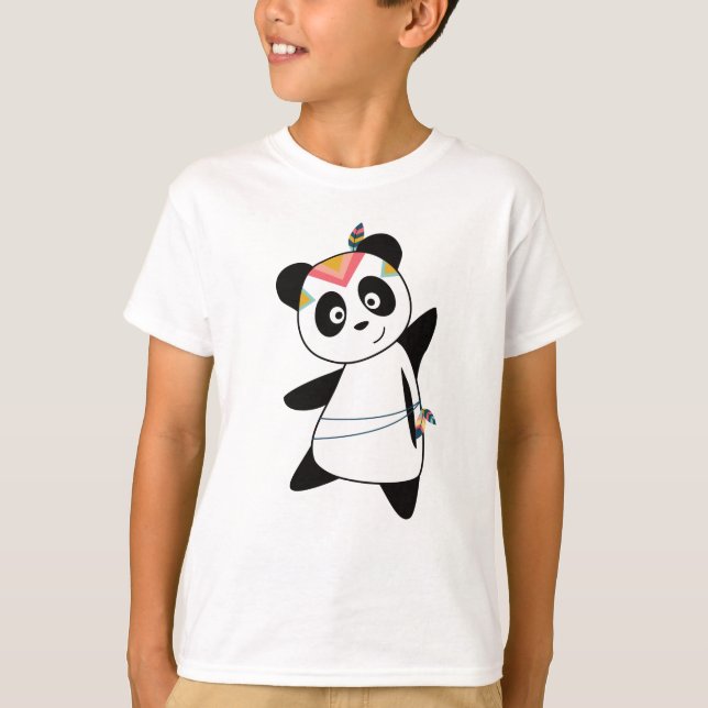 Indian Panda Bear Fashing Teddy Feather Cute T-Shirt (Front)