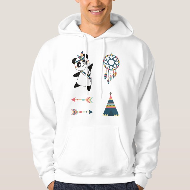 Indian Panda Bear Sticker Set Teepee Hoodie (Front)