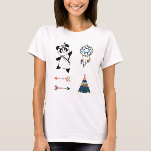 Indian Panda Bear Sticker Set Teepee T-Shirt
