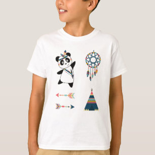 Indian Panda Bear Sticker Set Teepee T-Shirt