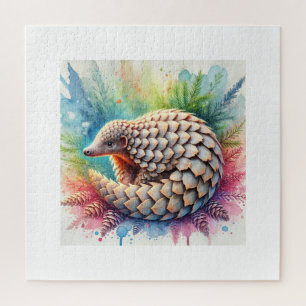 Indian Pangolin 050824AREF127 - Watercolor Jigsaw Puzzle