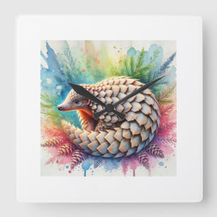 Indian Pangolin 050824AREF127 - Watercolor Square Wall Clock