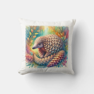 Indian Pangolin 170724AREF116 - Watercolor Throw Pillow