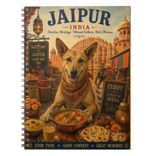 Indian Pariah Dog in Jaipur Market Vintage Travel  Notebook