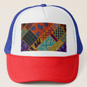 Indian patchwork imitation, vintage canvas. trucker hat